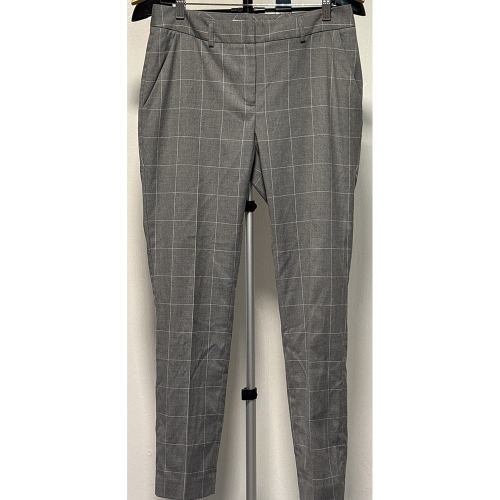 Calvin Klein‎ Women's Plaid Dress Pants Gray Flat Front Stretch Career Size 4